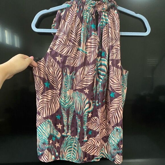 Ramy Brook Marley Printed Halter Top Silk Tank, Size XS - Picture 5 of 8